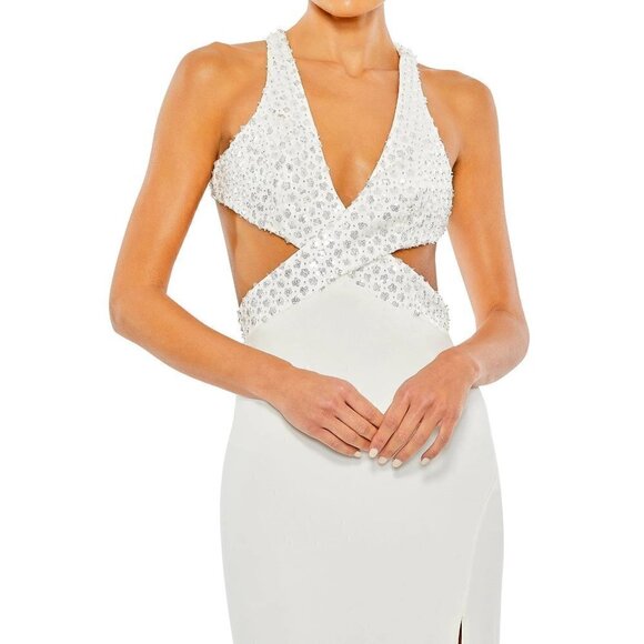 MAC DUGGAL Sequin Sheath Gown in White Size US 10 - Picture 7 of 8